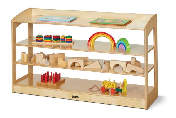 Storage unit with adjustable shelves - open view