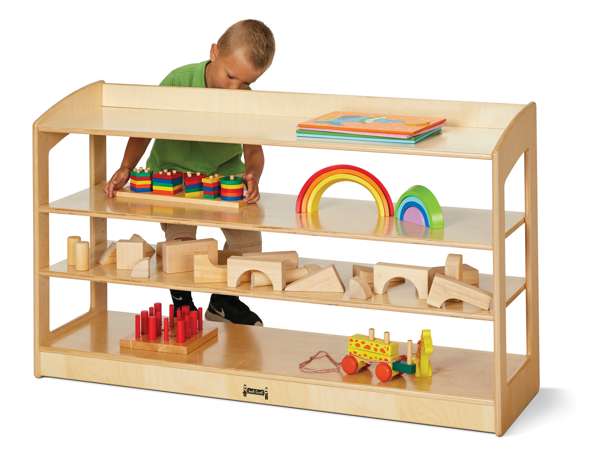 Storage unit with adjustable shelves - open view