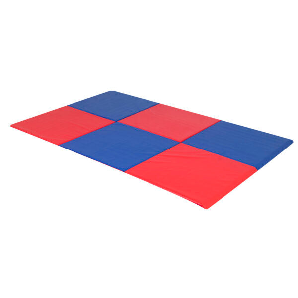Tapis de motricité modulaire en mousse bleu et rouge, 6 x 9 pi, 1 ½ po d'épaisseur