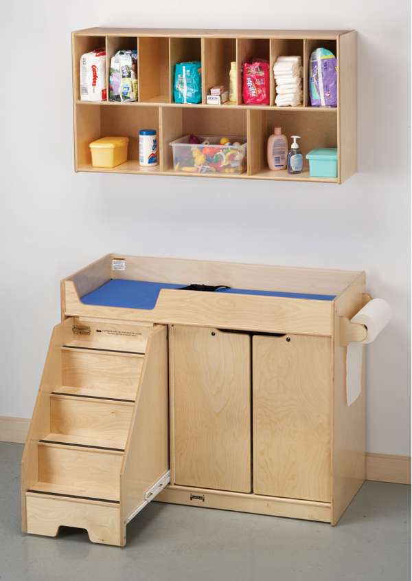 Changing table with retractable stairs