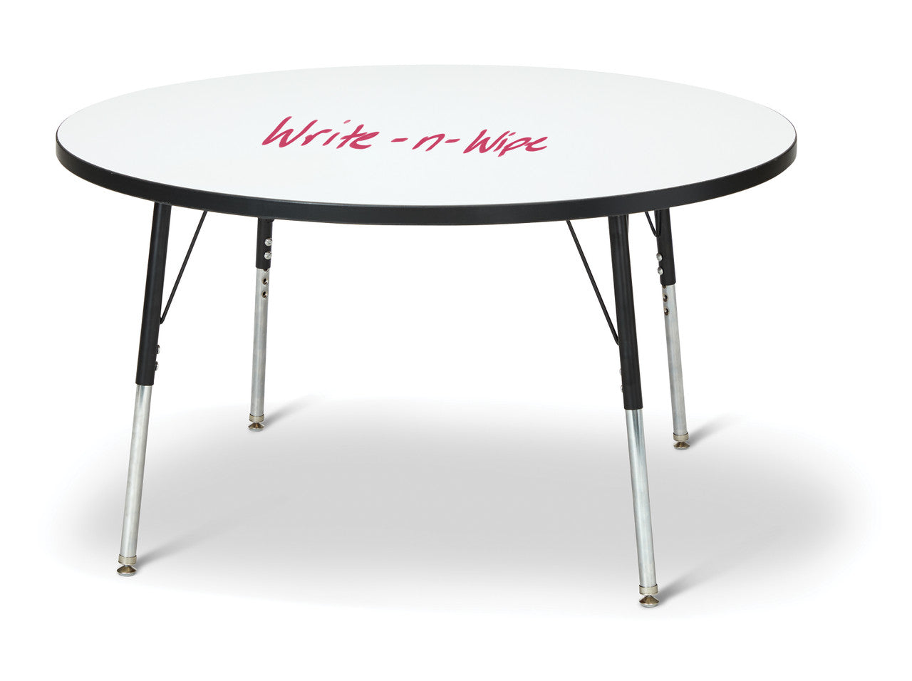 Table scolaire ronde à hauteur ajustable | Effaçable à sec | 48"
