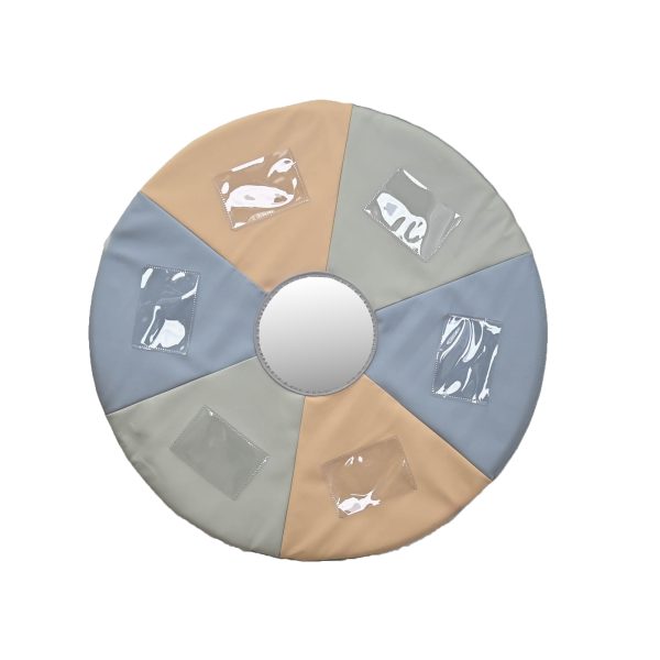 Tapis rond pour poupons avec miroir et pochettes photo en similicuir, 36 po