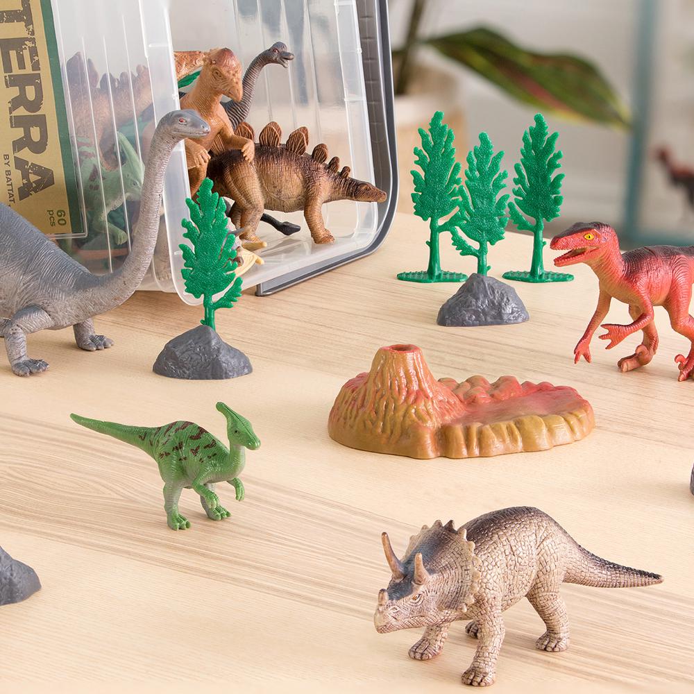 Ensemble de 60 figurines - Le monde préhistorique des dinosaures