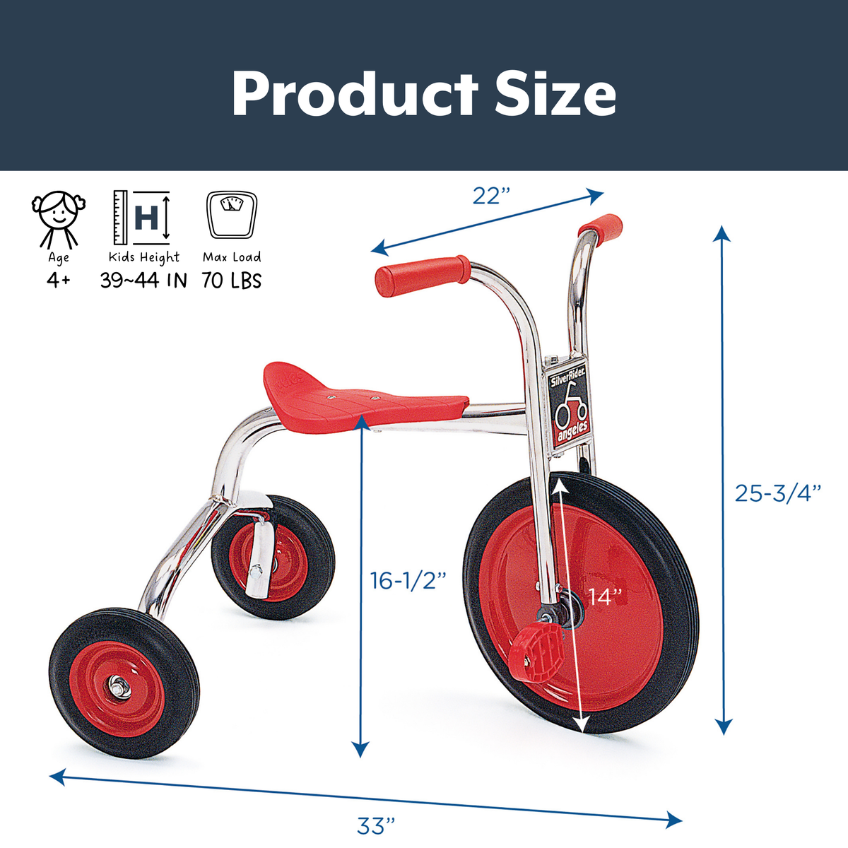 Tricycle roue de 14 po SilverRider Children's Factory