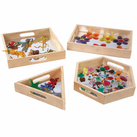 Ensemble de plateaux sensoriels en bois avec miroirs (4 pcs)