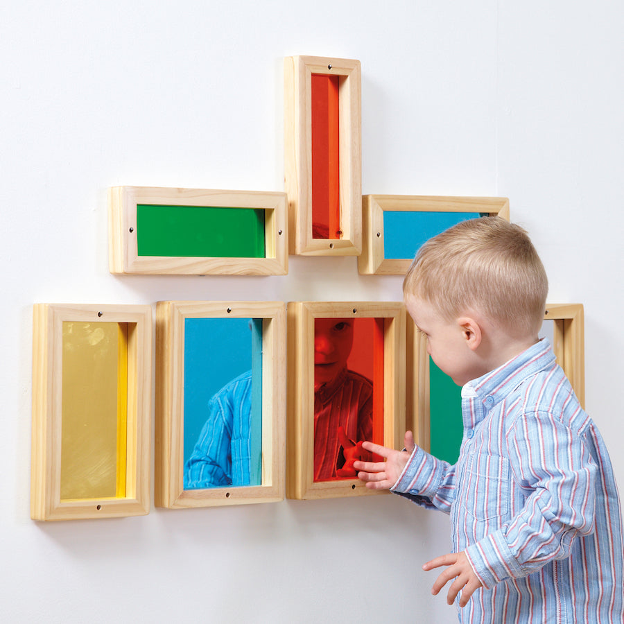 Wooden Framed Colorful Mirror Set (8 pcs)