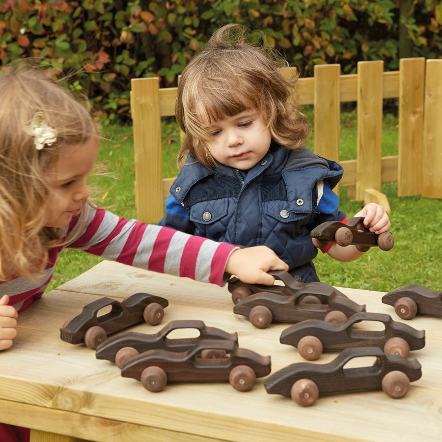 Ensemble de véhicule de course en bois pour l'extérieur (10 pcs)