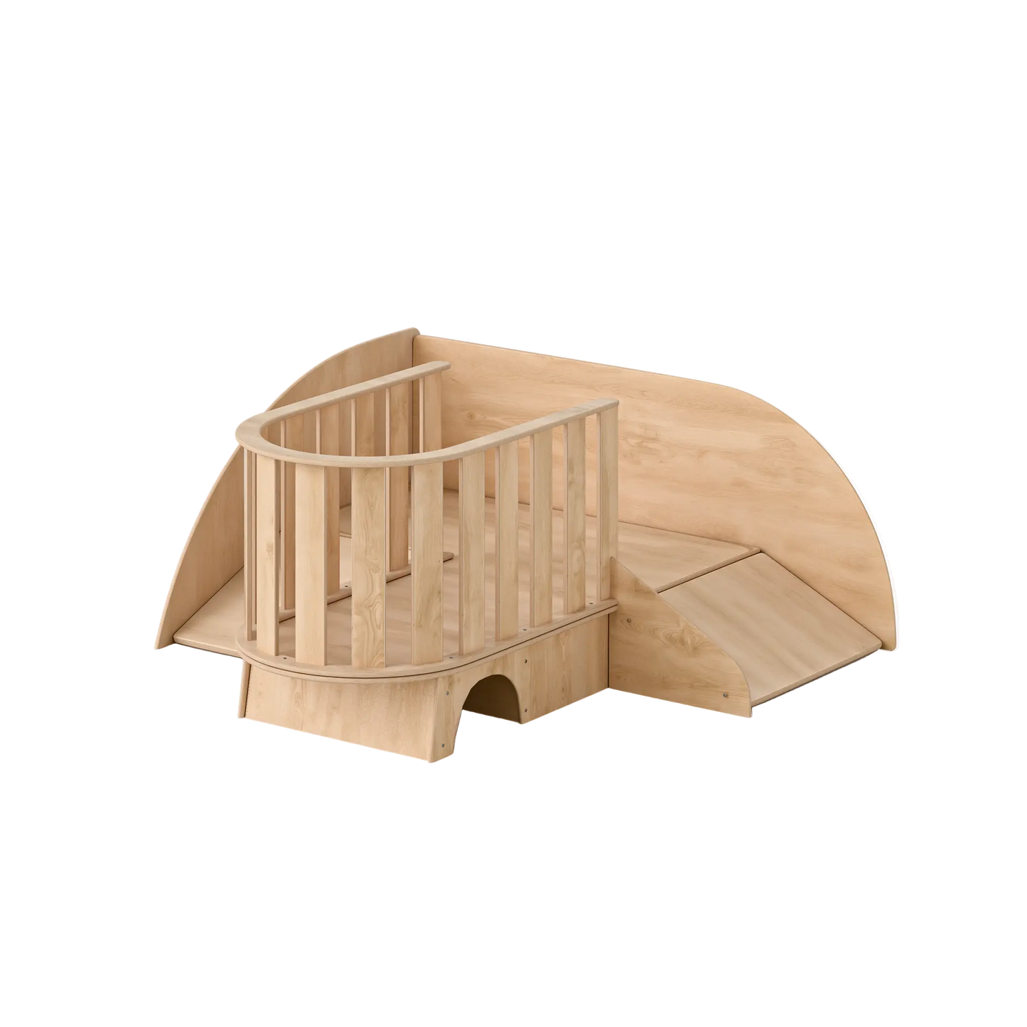 Loft bébé en bouleau – Espace d'éveil multiniveau pour pouponnière