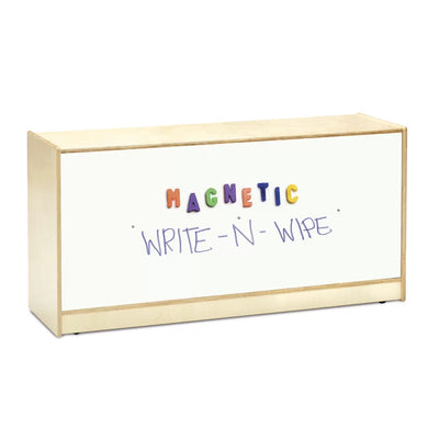 Armoire de rangement mobile avec 10 bacs transparents et arrière en tableau blanc