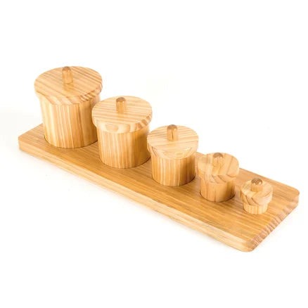 Set of 4 wooden pots