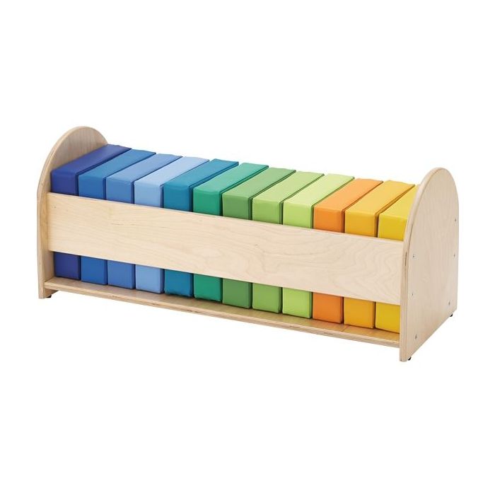 Ensemble de 12 coussins de place carré avec support de rangement en bois