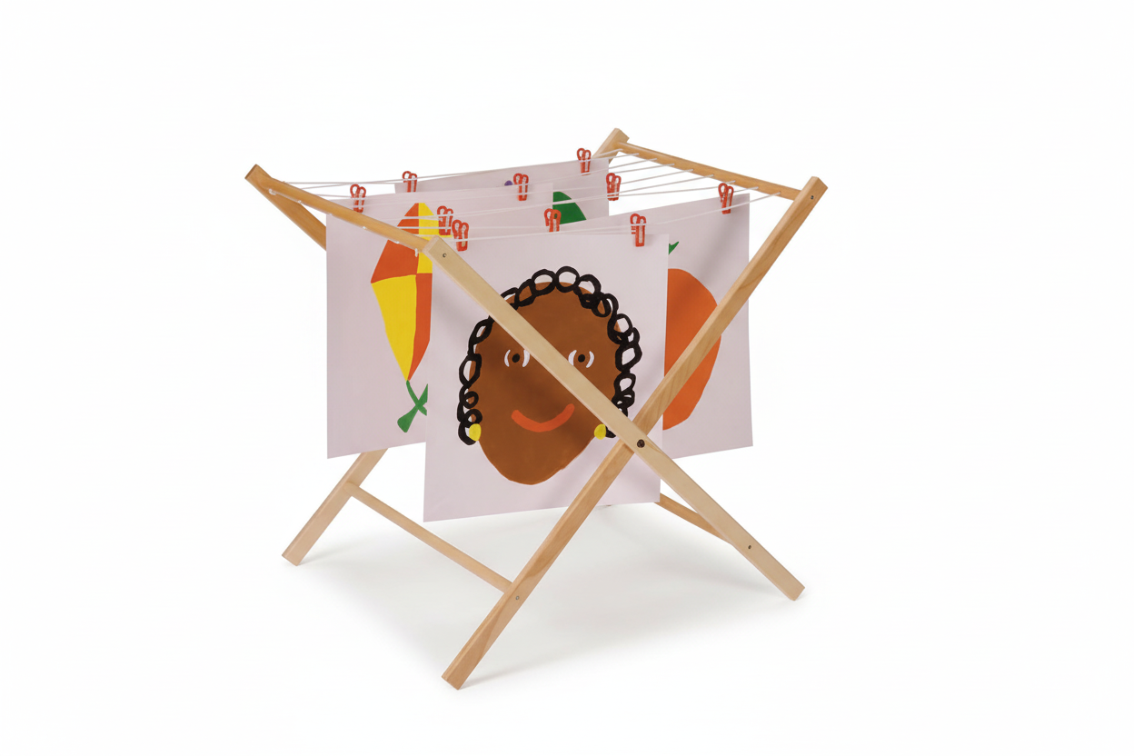 Foldable art drying rack made of maple wood