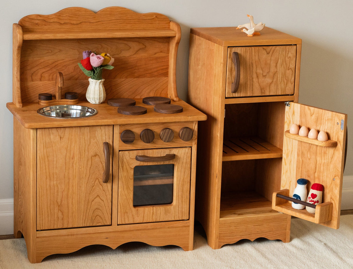 Cuisinette en bois massif de merisier pour jeu symbolique – photo 2