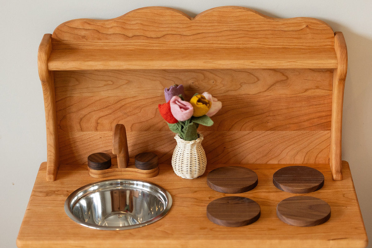 Cuisinette en bois massif de merisier pour jeu symbolique – photo 7