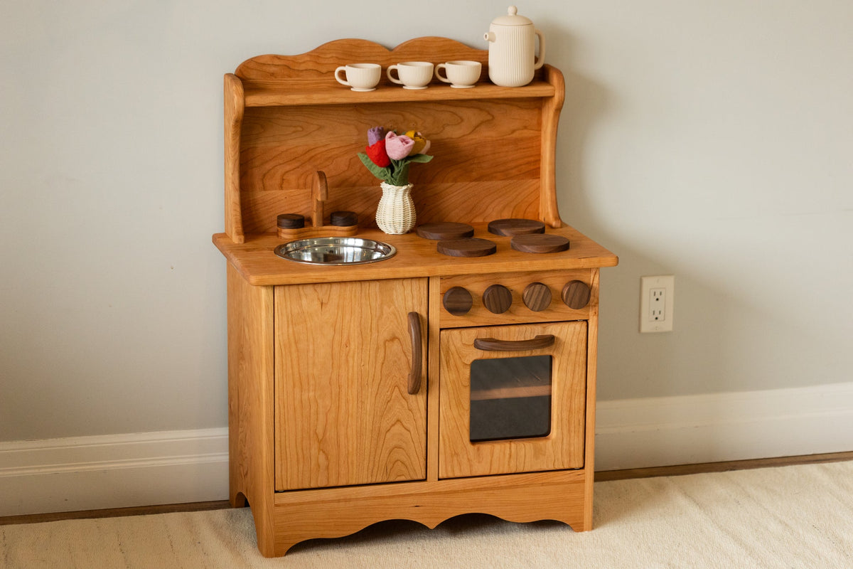 Cuisinette en bois massif de merisier pour jeu symbolique – photo 6