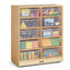 Mobile storage cabinet with 10 transparent bins