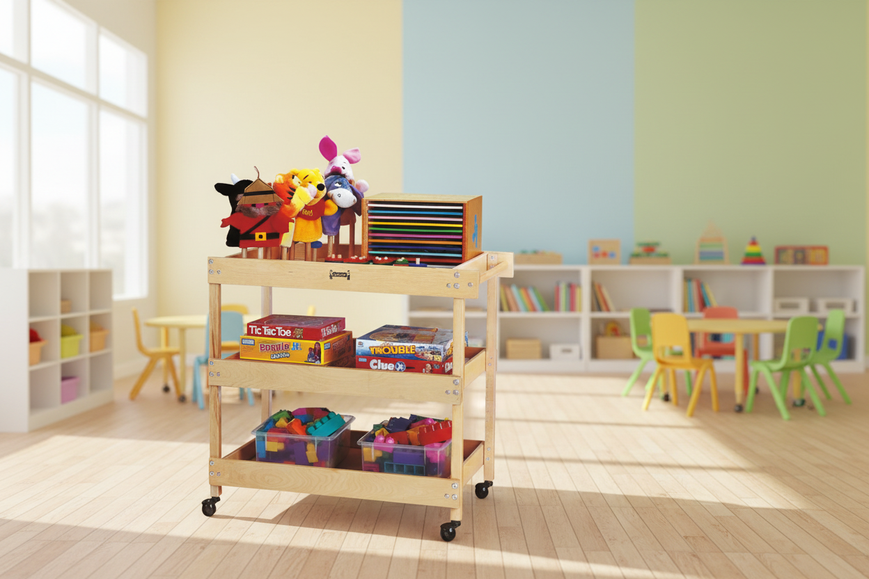 Three-tier trolley for generous storage space