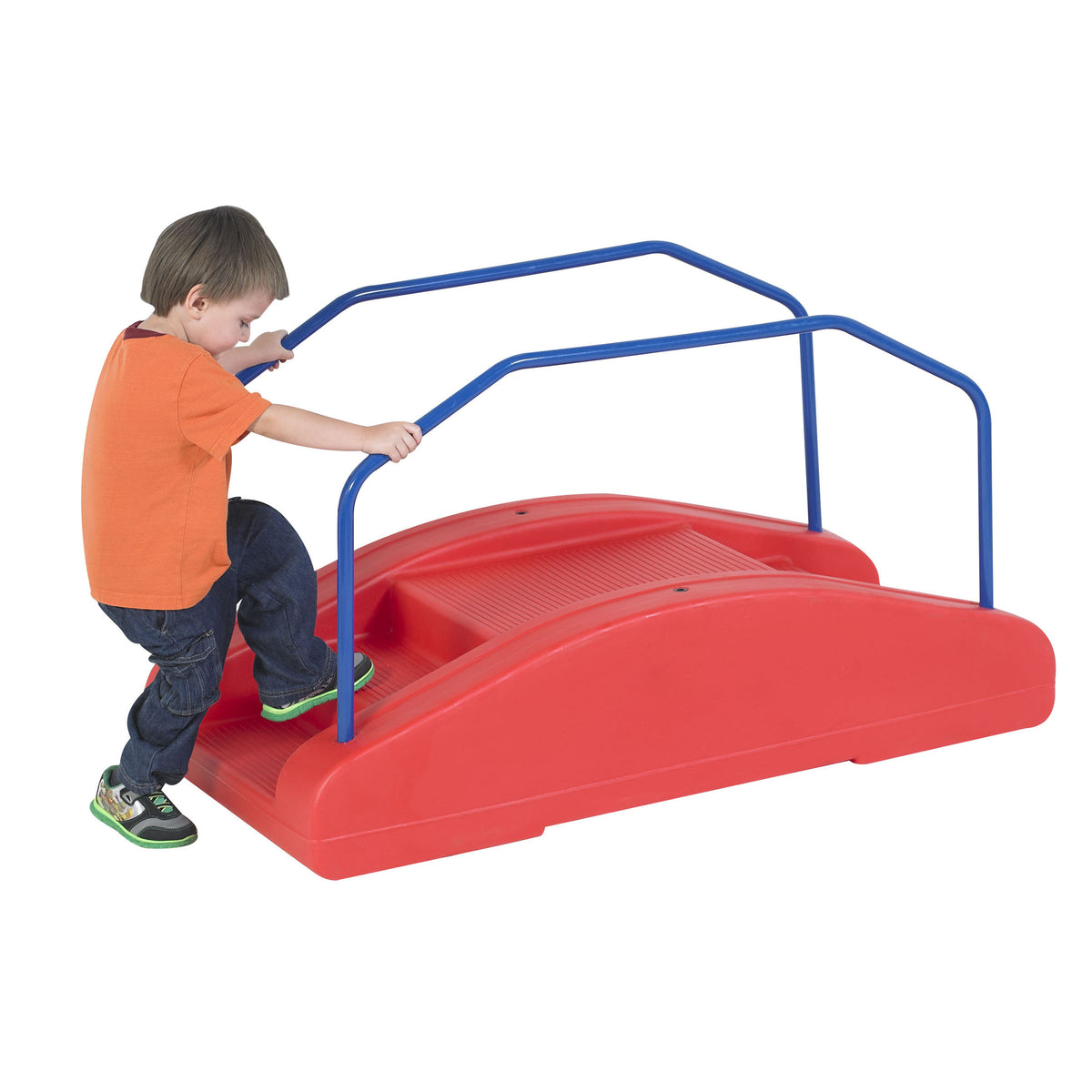 Bascule-pont 2 en 1 rouge avec garde-corps Children's Factory