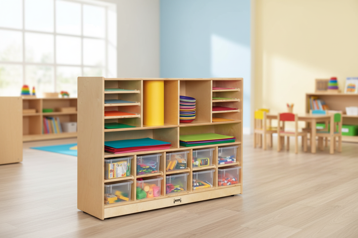 Unité de Rangement Mobile Jonti-Craft® Deluxe avec Bacs Transparent