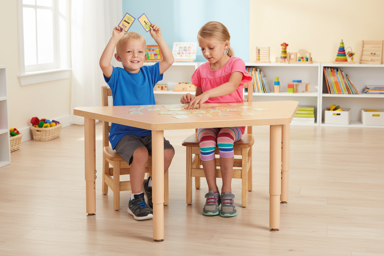 Jonti-Craft Purpose+ Adjustable Height Trapeze Table