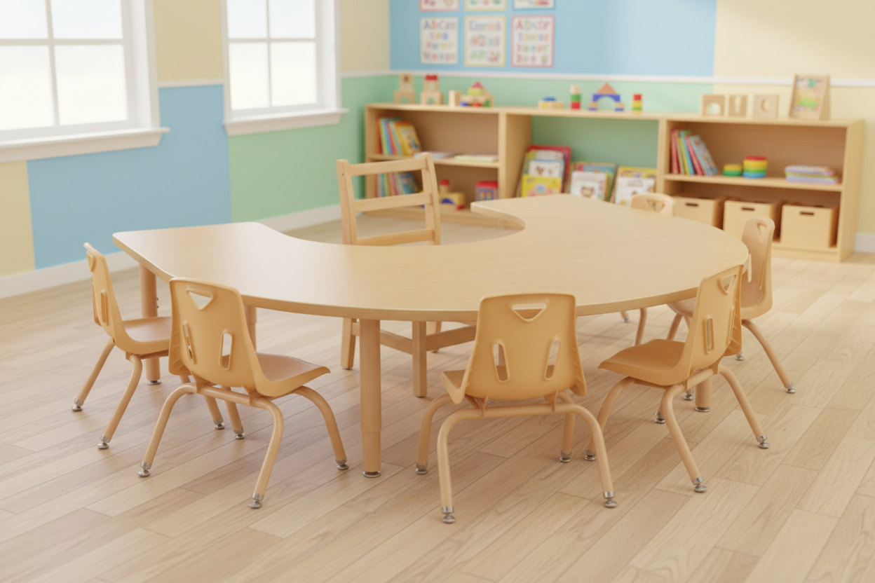 Jonti-Craft Purpose+ Adjustable Height Horseshoe Table