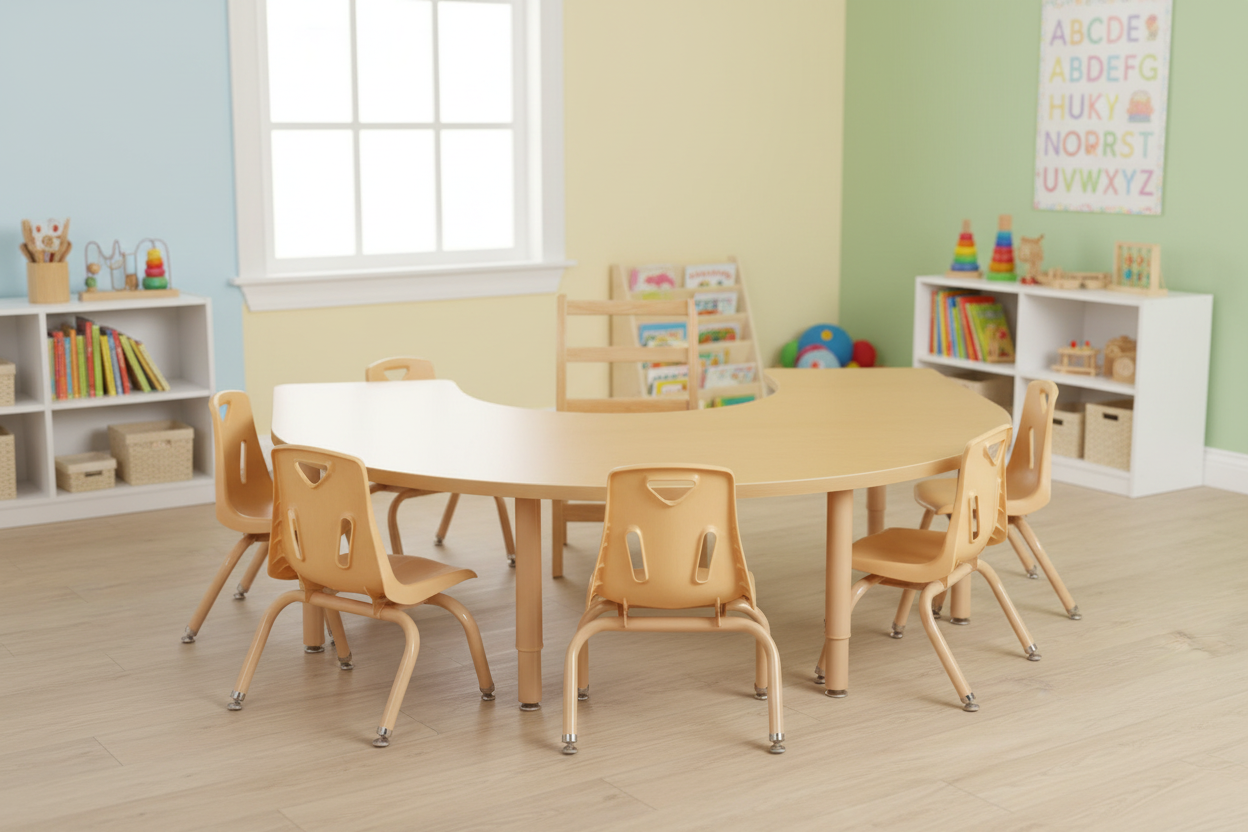 Jonti-Craft Purpose+ Adjustable Height Horseshoe Table