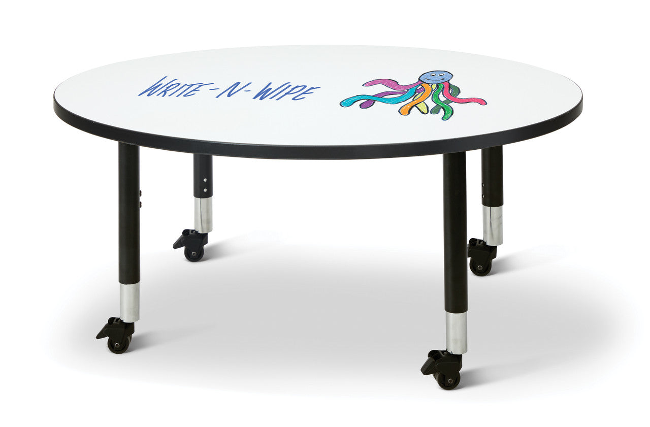 Table scolaire ronde à hauteur ajustable | Effaçable à sec | 48"