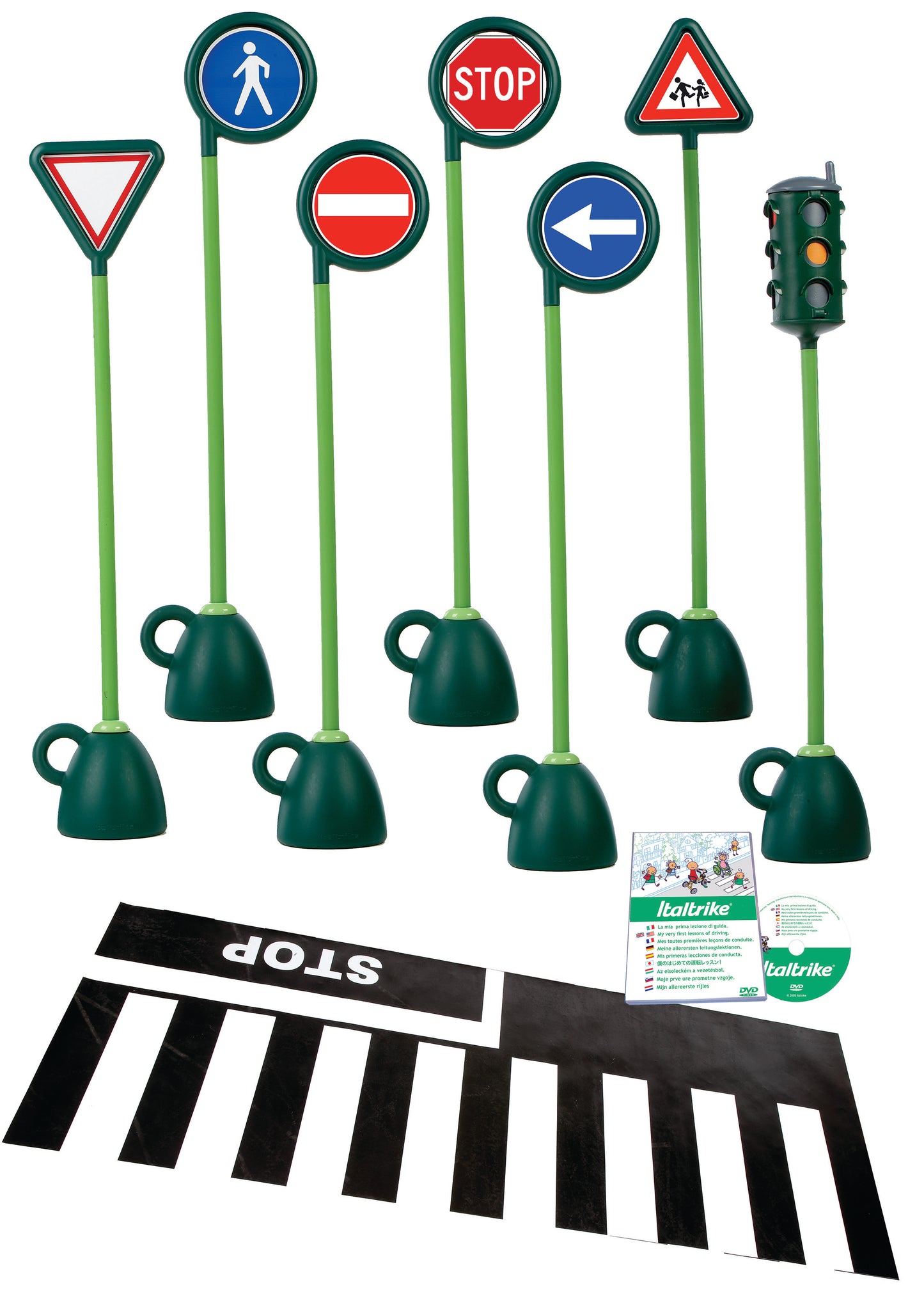Ensemble de Signalisation Village 1 ITALTRIKE® (6 Panneaux + Feu + Passage Piéton)