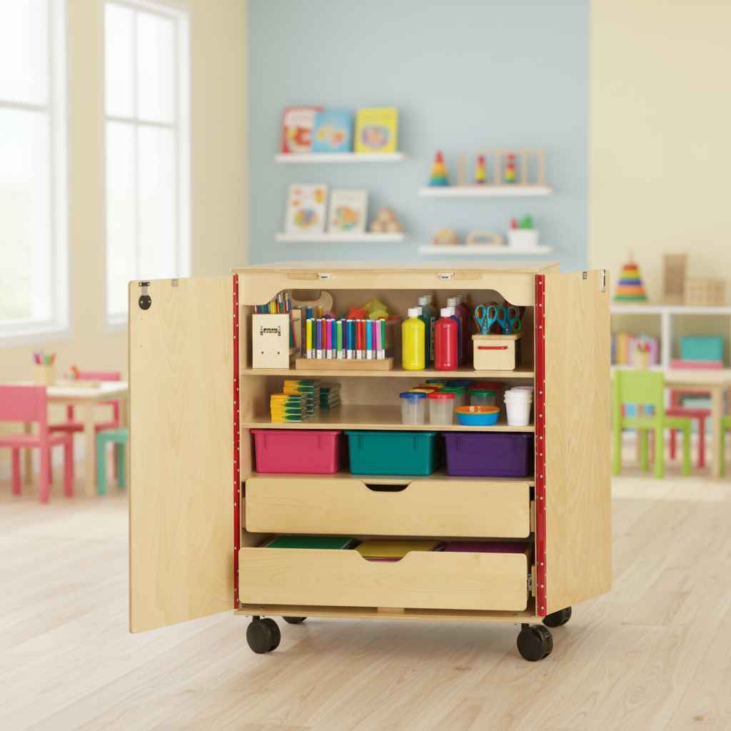 Armoire verrouillable pour ranger fournitures d'art et de science