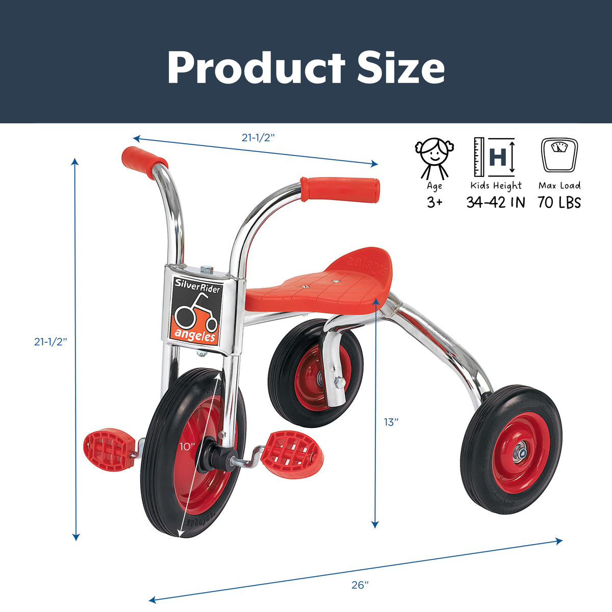 Tricycle roue de 10 po SilverRider Children's Factory