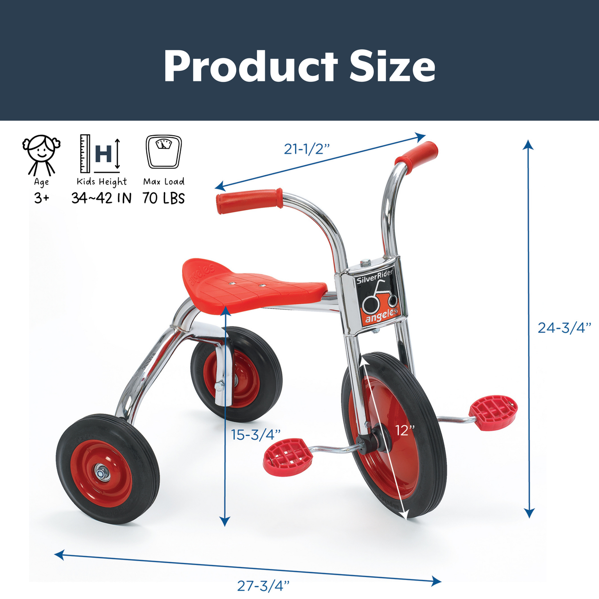 Tricycle roue de 12 po SilverRider Children's Factory