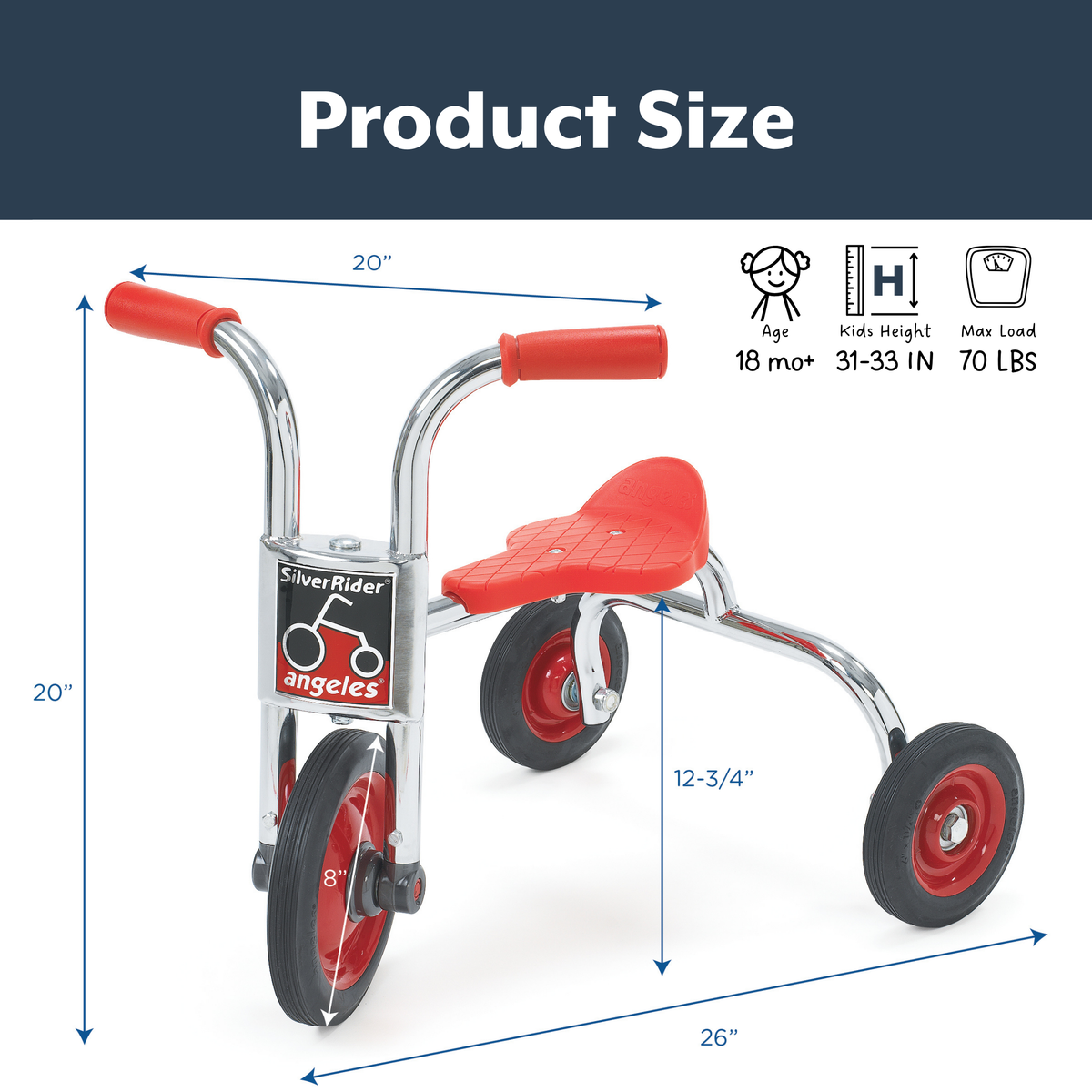Tricycle-poussette roue de 8 po SilverRider Children's Factory