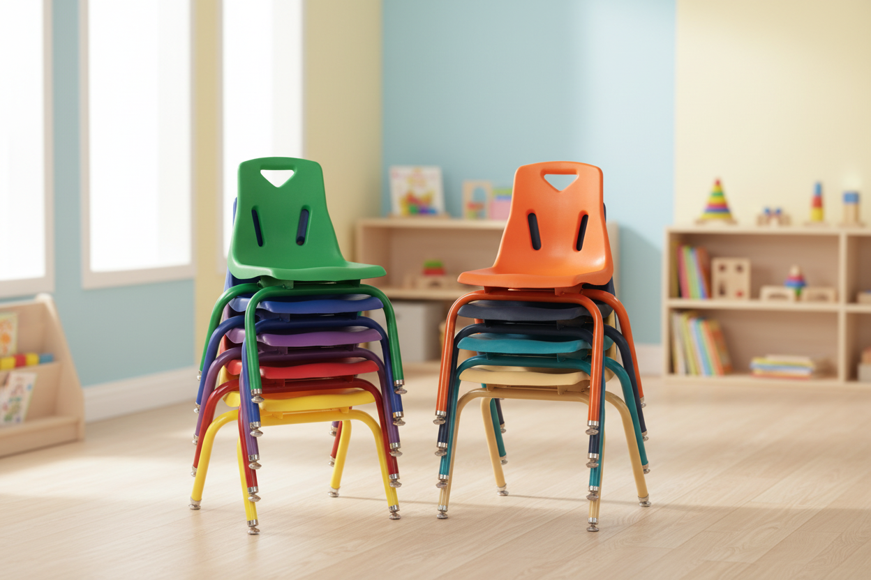 Berries® Stacking Chairs with Powder Coated Legs - 5 Sizes Available