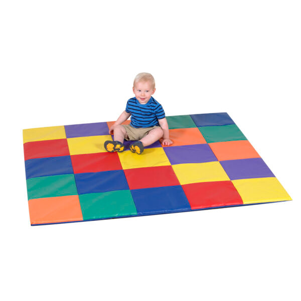 Tapis rampant matelassé patchwork pour poupons, 57 x 57 po, 1 po d'épaisseur