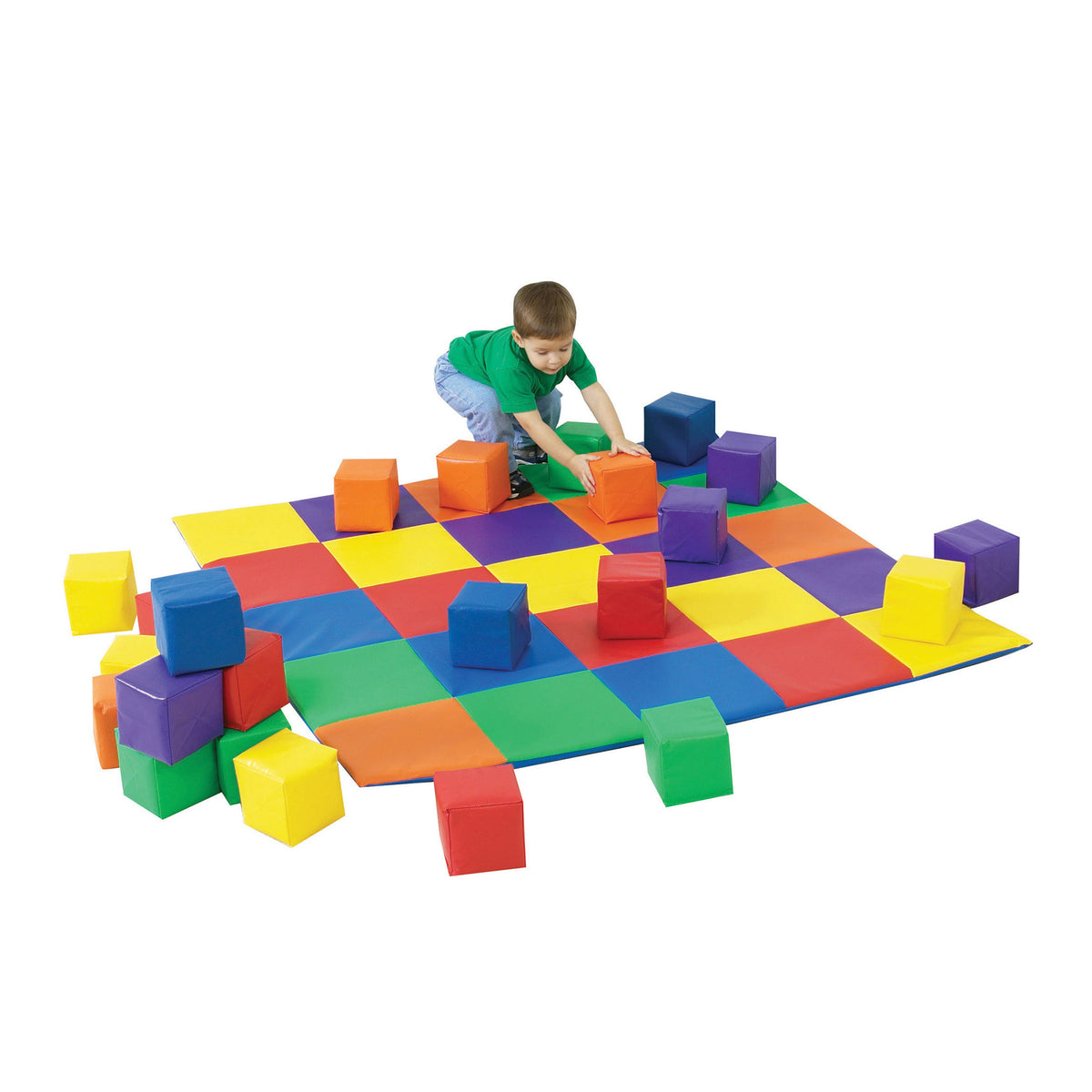 Tapis rampant matelassé patchwork pour poupons, 57 x 57 po, 1 po d'épaisseur