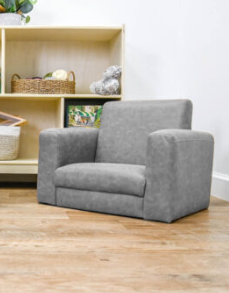 Ensemble chaise et sofa As We Grow cuir gris pieds noyer Children's Factory