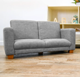 Ensemble chaise et sofa As We Grow cuir gris pieds noyer Children's Factory