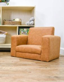 Ensemble chaise et sofa As We Grow cuir gris pieds noyer Children's Factory