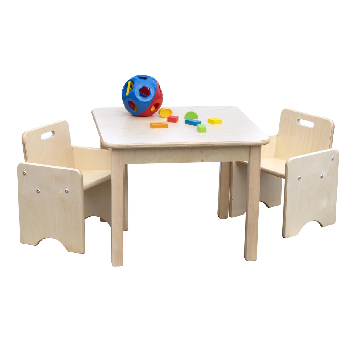 Table et 2 chaises en bois