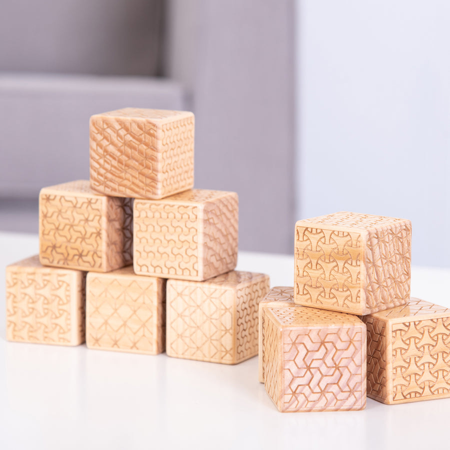 Ensemble de blocs en bois à motifs (10 pcs)