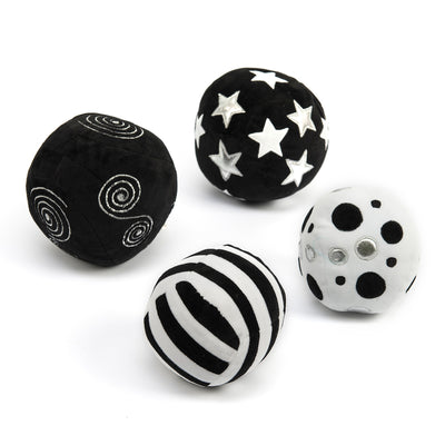 Black and White Patterned Soft Ball Set (4 pcs)