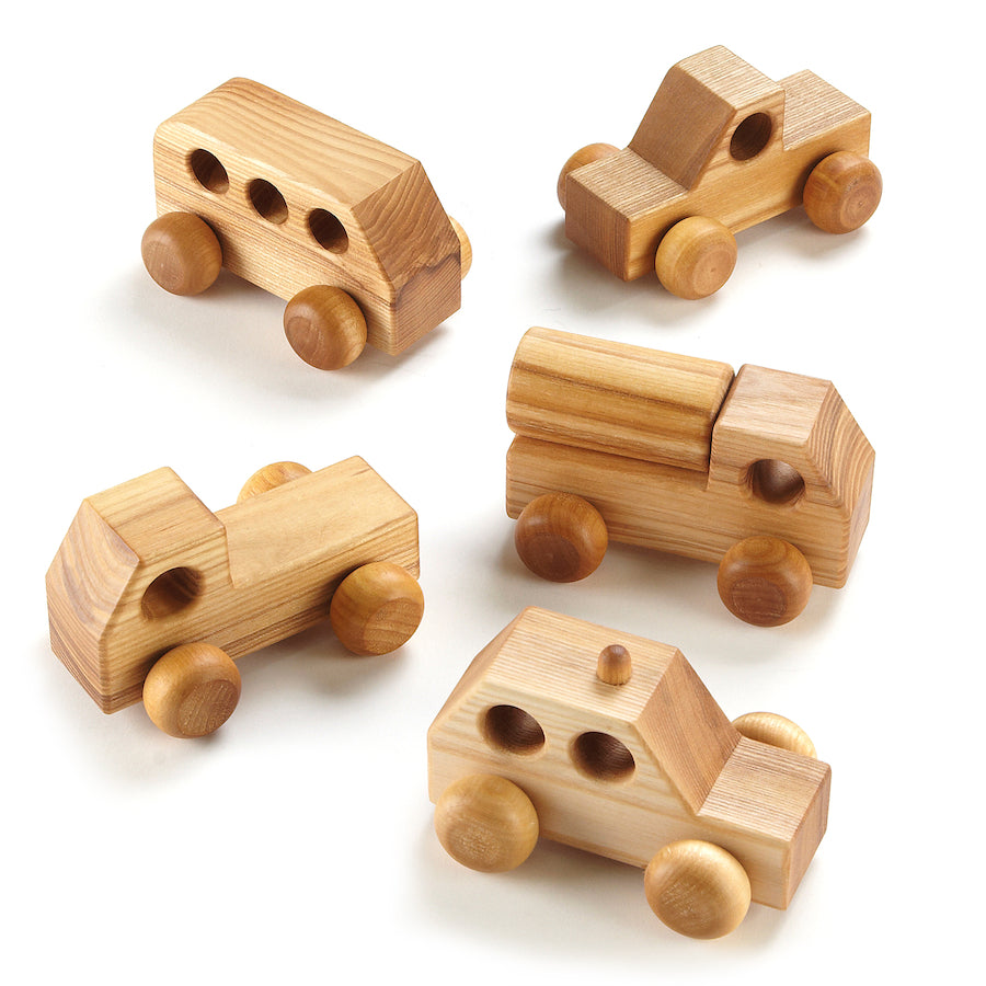 Set of small wooden vehicles (5 pcs)