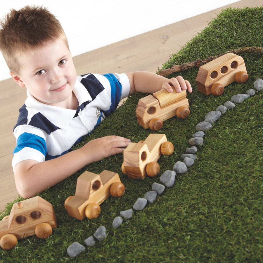 Set of small wooden vehicles (5 pcs)