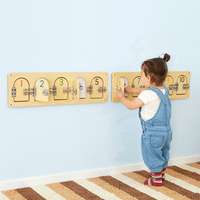 Wooden door panels with latches