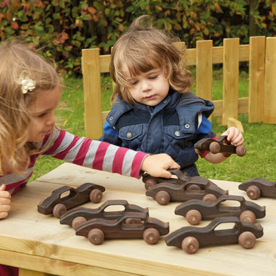 Wooden Racing Vehicle Set for Outdoors (10 pcs)