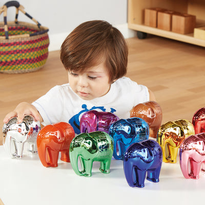 Set of numbered metal elephants (10 pcs)