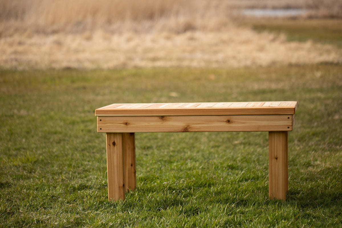 Outdoor play side table by Noble Wooden Toys for pretend play, 44 in.