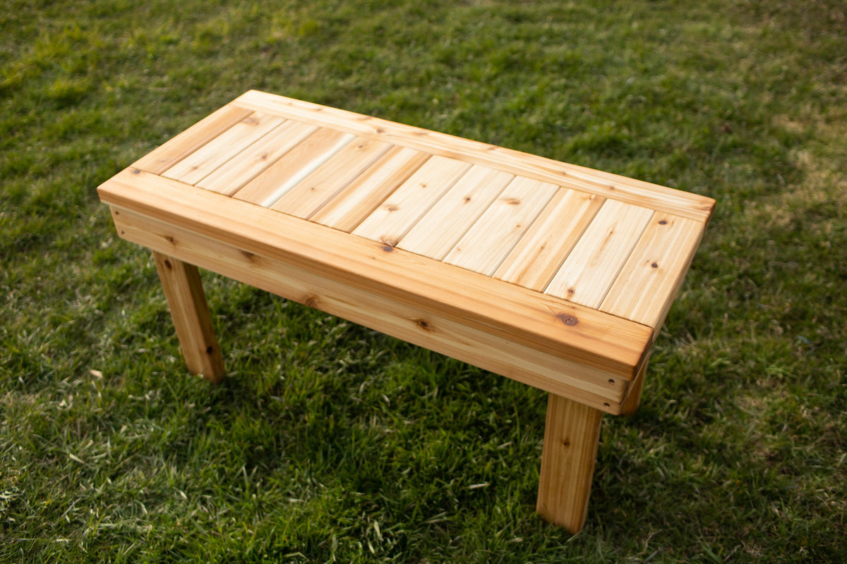 Outdoor play side table by Noble Wooden Toys for pretend play, 44 in.