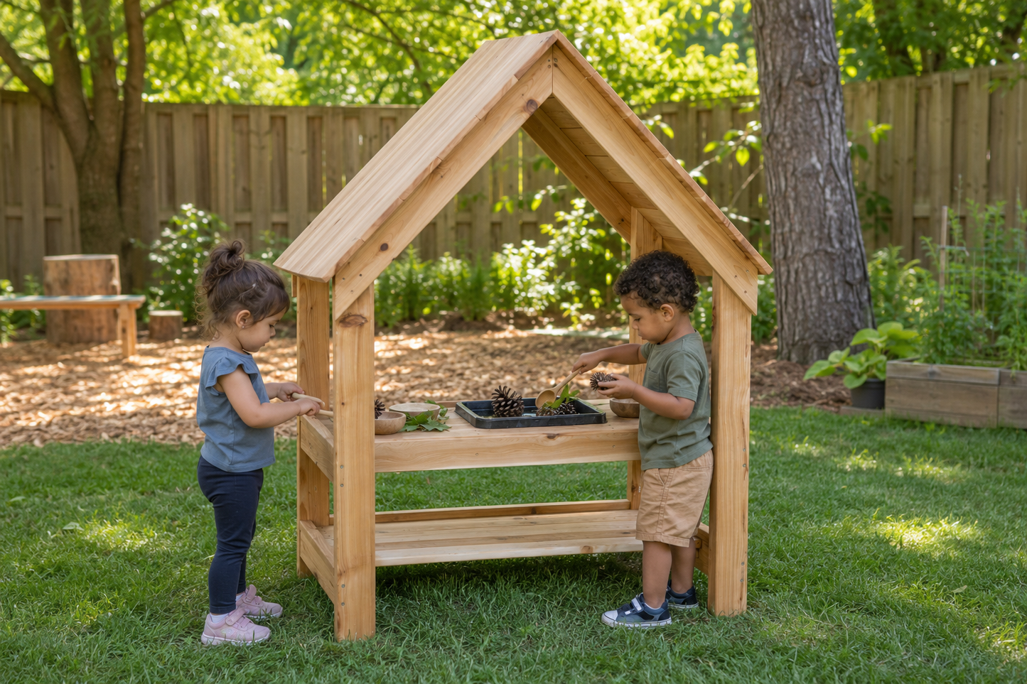 Outdoor kitchenette with roof