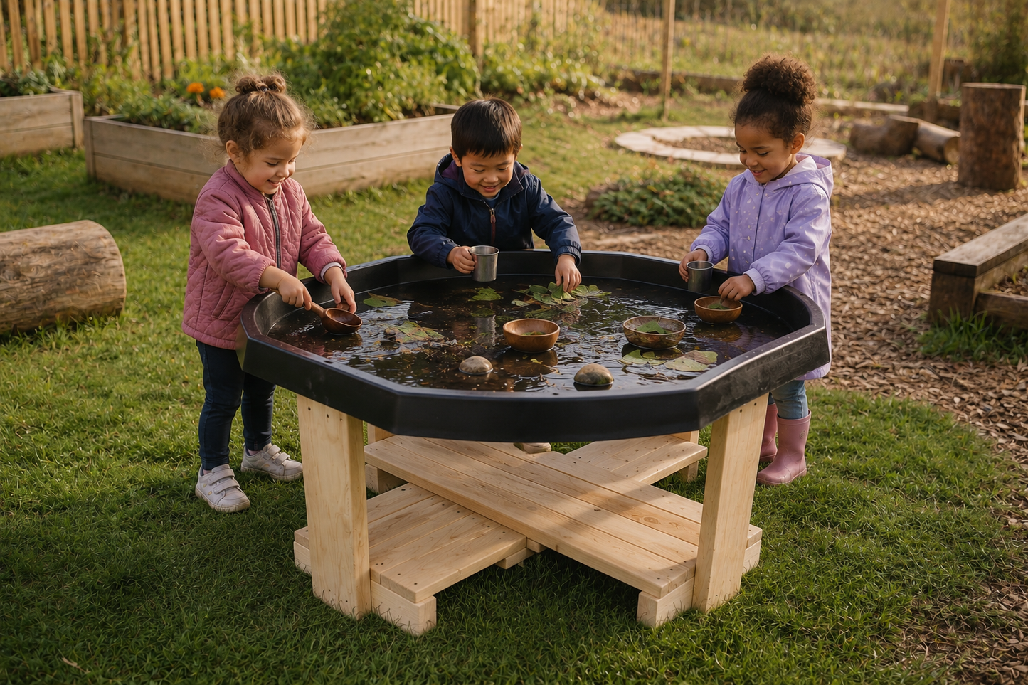 Tuff Tray et support en bois de cèdre pour enfants